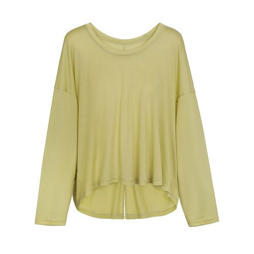 T-Shirt Chemisier À Manches Longues Pour Femme, Doux, Fin, Ample Et Slim, Doux Pour La Peau, Avec Haut À Design Fendu, Pour Le Printemps