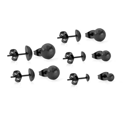 Boucles D'oreilles De Luxe En Acier Inoxydable Pour Homme Et Femme, Demi-Boule Ronde, Exacjons Aretes Or, Bijoux En Or Rose Noir, Vente En Gros, 5 Paires