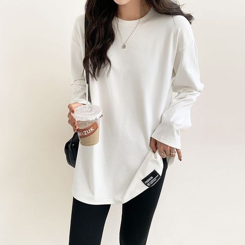 Chemise Mi-Longue En Velours Allemand Plus Chemise Blanche En Velours Avec T-Shirt Épais Pour Femmes Hauts À Manches Longues D'automne Et D'hiver