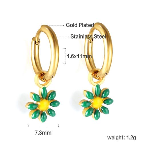 Boucles D'oreilles Pendantes Andrflowers Pour Filles Et Femmes, Petits Tournesols Rouges Colorés, Pendentif Décoratif Sur Les Oreilles, Vert Et Bleu, Cadeaux D'été