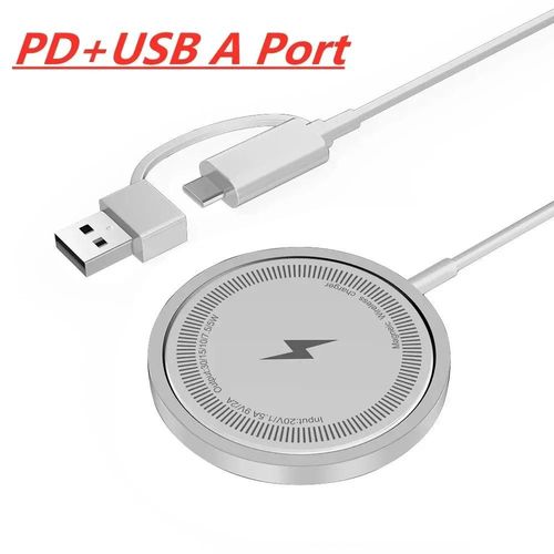 Chargeur Magnétique Sans Fil Rapide 30w, Support Pour Iphone 15 14 13 12 11 Pro Max Airpods Pd Macsafe, Station De Chargement Pour Téléphone-White Pd And Usb A