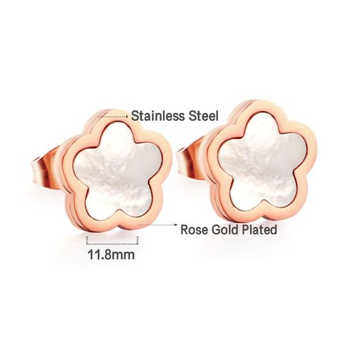 Boucles D'oreilles À Tige En Acier Inoxydable En Forme De Fleur De Carillon, Coquillages Blancs, Piercing 5 Prune, Petits Cadeaux Romantiques Pliables, Livraison Gratuite