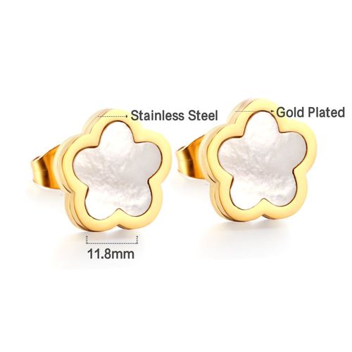 Boucles D'oreilles À Tige En Acier Inoxydable En Forme De Fleur De Carillon, Coquillages Blancs, Piercing 5 Prune, Petits Cadeaux Romantiques Pliables, Livraison Gratuite
