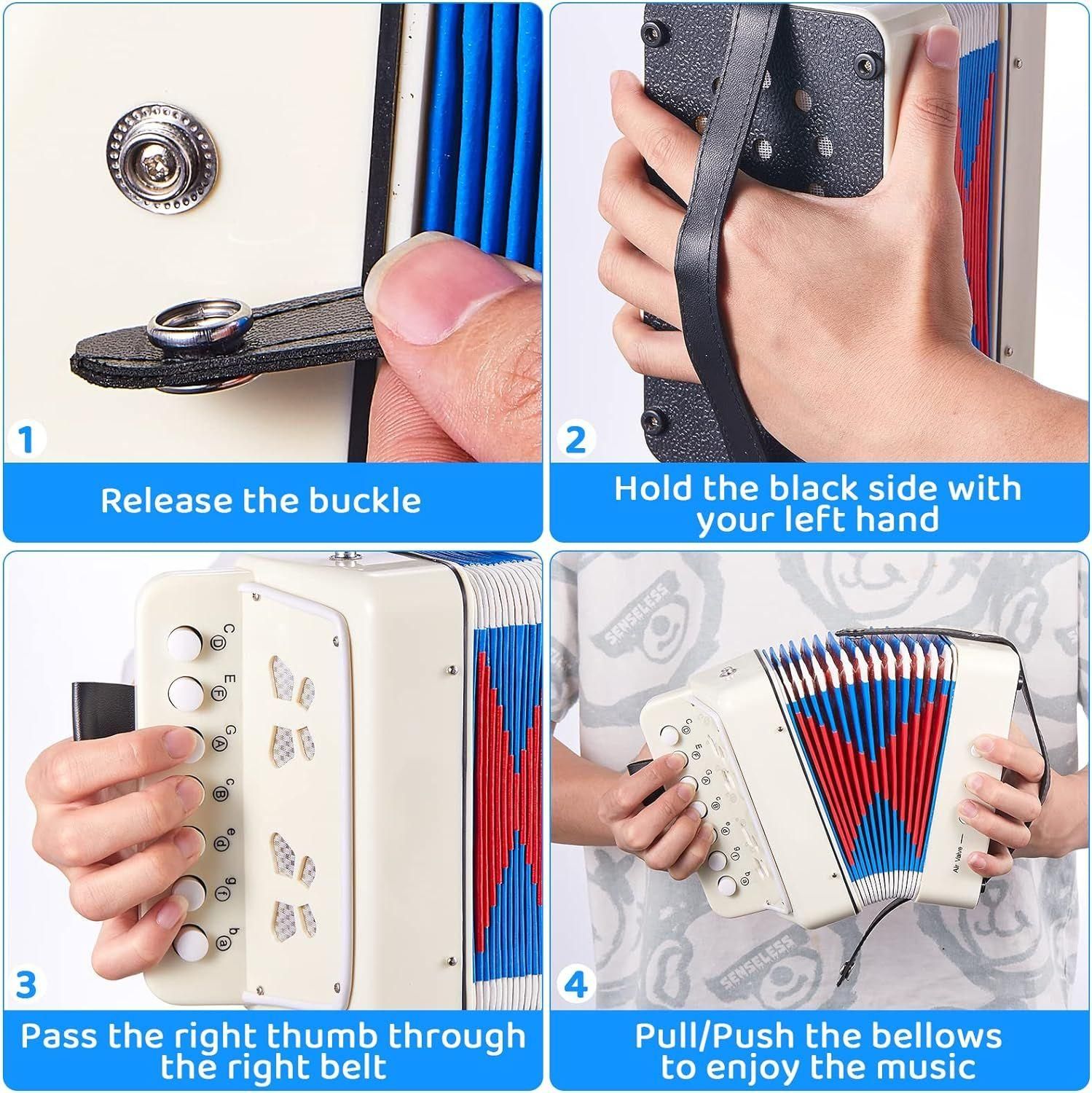 Accordon Pour Enfants, Accordon  10 Touches Avec Sangles, Instrument De ... - 5