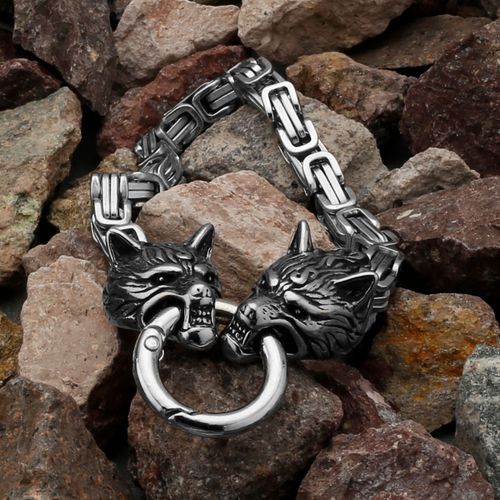 Bracelet En Acier Inoxydable Pour Hommes, Bijou Nordique, Viking, Celtique, Tête De Loup, Dragon, Tête D'oiseau, Tête Fantôme, Ne Se Décolore Pas, Vente En Gros
