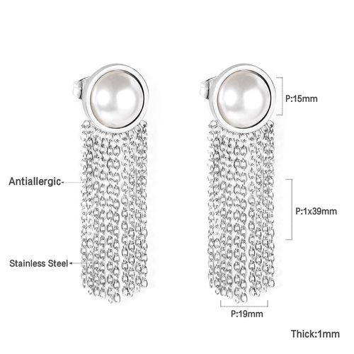 Boucles D'oreilles Pendantes Rondes En Acier Inoxydable Bijoux Coréens, Coquillage Blanc Et Noir, Design Goutte De Lune Ovale Or, Pendentifs Chim2023