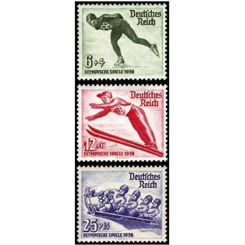 Allemagne, 3eme Reich 1935, Tres Belle Serie Complete Neuve** Luxe, Timbres Yvert 559 Patinage, 560 Saut À Ski, 561 Bobsleigh, Jeux Olympiques De Garmish-Partenkirchen.