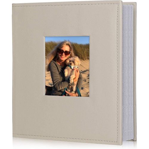Albums photos de 15 x 10 cm à 200 pochettes avec fente pour mémo en cuir synthétique - Petit album photos de famille, souvenirs de mariage, cadeau de naissance (beige).[G845]
