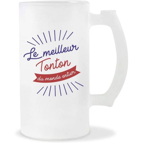 Chope De Bière Tonton Le Meilleur Du Monde Entier | Verre À Bière Pinte 50 Cl Cadeau Famille Et Drôle.[G193]