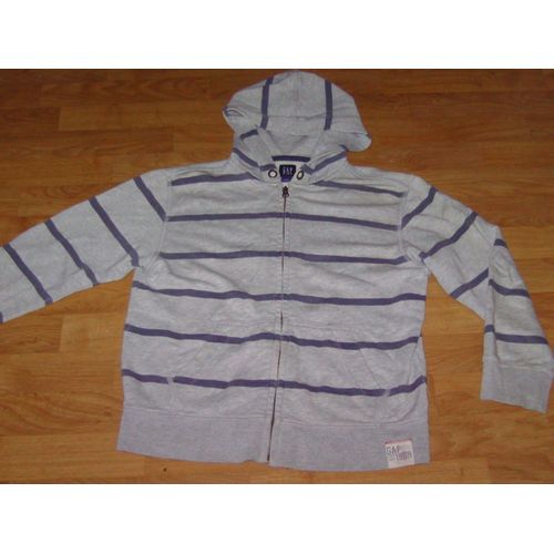 Veste Gap Sweat Zippé , Capuche, Gris Clair Et Foncé Taille 9 Ans Tbe