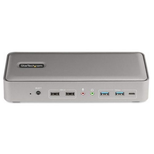 StarTech.com Docking Station KVM USB-C pour Deux PC - Double DP 4K 60Hz - Station d'accueil - USB-C 3.2 Gen 2 - 2 x DP - 1GbE - Conformité TAA
