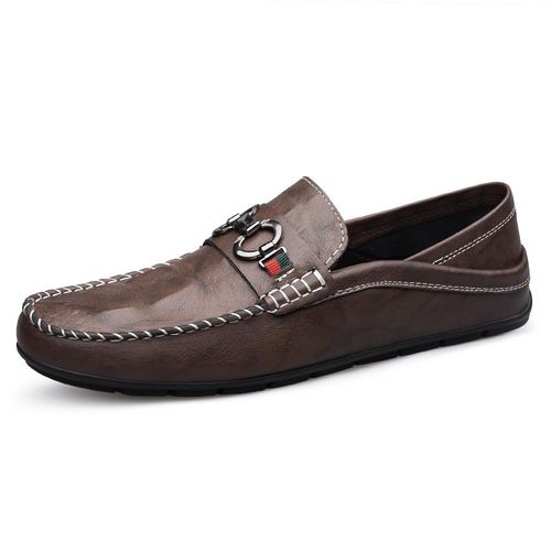 Chaussures Homme 2025 Nouvelle Arrivée Printemps Chaussures En Cuir De Travail Décontracté Polyvalent Chaussures De Mode Homme Mocassins En Cuir Véritable - 43