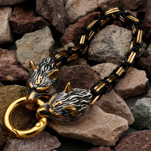 Bracelet En Acier Inoxydable Pour Hommes, Bijou Nordique, Viking, Celtique, Tête De Loup, Dragon, Tête D'oiseau, Tête Fantôme, Ne Se Décolore Pas, Vente En Gros
