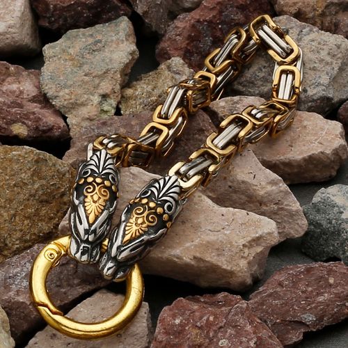 Bracelet En Acier Inoxydable Pour Hommes, Bijou Nordique, Viking, Celtique, Tête De Loup, Dragon, Tête D'oiseau, Tête Fantôme, Ne Se Décolore Pas, Vente En Gros