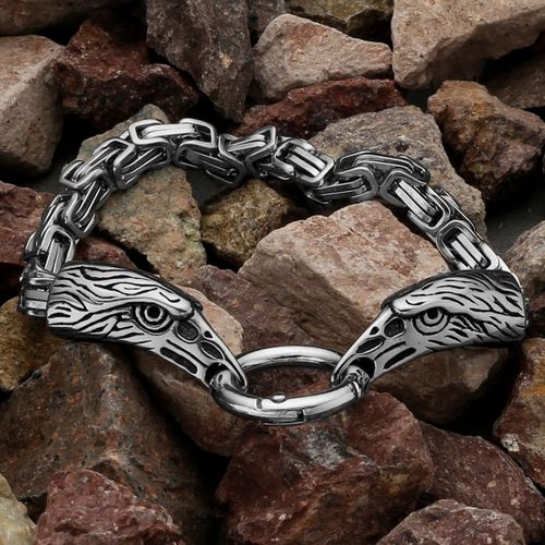 Bracelet En Acier Inoxydable Pour Hommes, Bijou Nordique, Viking, Celtique, Tête De Loup, Dragon, Tête D'oiseau, Tête Fantôme, Ne Se Décolore Pas, Vente En Gros