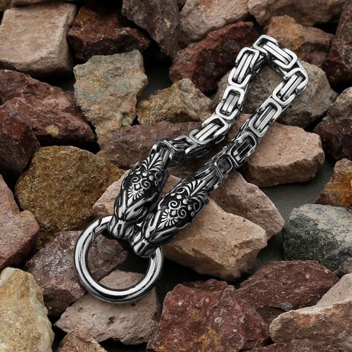 Bracelet En Acier Inoxydable Pour Hommes, Bijou Nordique, Viking, Celtique, Tête De Loup, Dragon, Tête D'oiseau, Tête Fantôme, Ne Se Décolore Pas, Vente En Gros