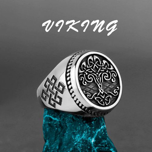 Bague Arbre De Vie Rétro Pour Hommes, Bijoux De Tempérament Créatif, Titane, Acier Inoxydable, Cadeau, Vente En Gros