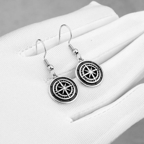 Sion L-Boucles D'oreilles Boussole Étoile En Acier Inoxydable Pour Hommes Et Femmes, Mode Hip Hop Biker, Punk Charme, Bijoux Simples, Vente En Gros