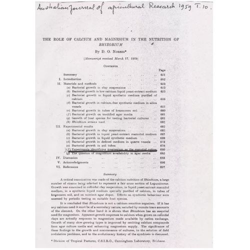Fixation De L'azote De L'air - Rapport D. O. Norris 1959 - En Anglais Et En Français - Preface De Jean Boucher