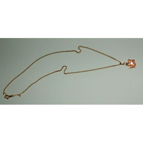 Collier Plaqué Or Avec Pendentif Fleur Et Petite Pierre