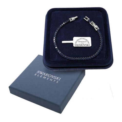 Bracelet Tennis En Acier Bleu Avec Cristaux Swarovski Elements 3mm