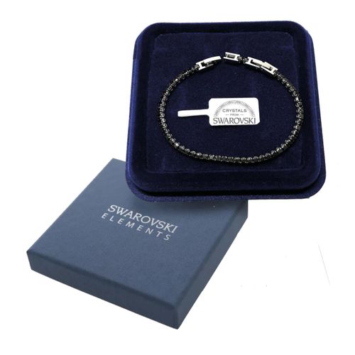 Bracelet Tennis En Acier Noir Avec Cristaux Swarovski Elements 3mm