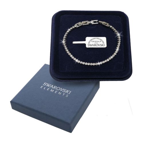 Bracelet Tennis En Acier Blanc Avec Cristaux Swarovski Elements 3mm