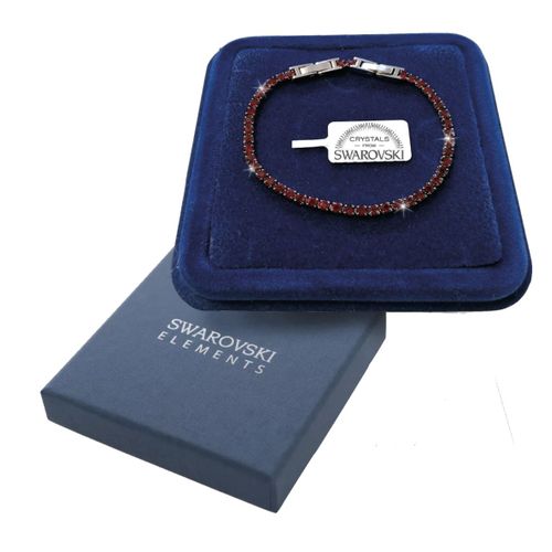 Bracelet Tennis En Acier Rouge Avec Cristaux Swarovski Elements 3mm