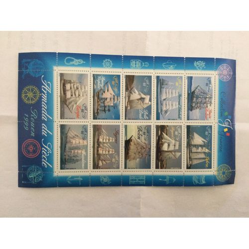 Bloc De 10 Timbres Armada Du Siècle Rouen 1999.