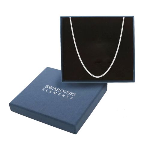 Collier Tennis En Acier Avec Cristaux Swarovski Elements Blancs De 2 Mm