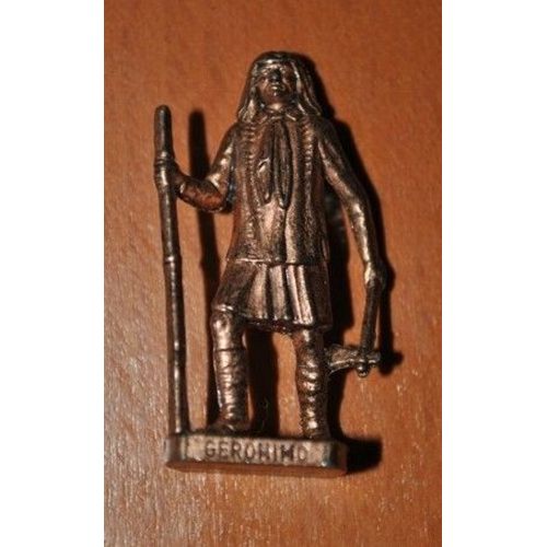 Figurine Kinder Métal - Des Années 80 : Geronimo - Série Les Indiens Célèbres - R. Made Italy - En Cuivre -