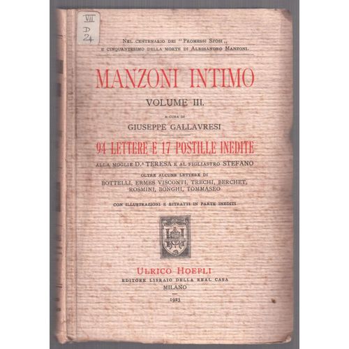 Manzoni Intimo Volume Iii