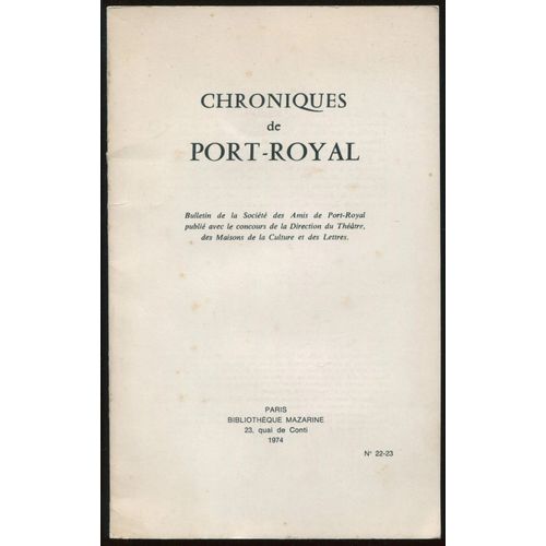 Chroniques De Port-Royal N°22-23