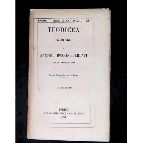 Teodicea Libri Tre Volume Primo Et Secondo Deux Volumes
