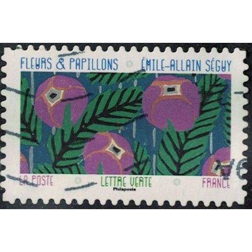 France 2023 Oblitéré Used Fleurs Et Papillons Émile-Allain Séguy Sixième Timbre Rangée Du Haut Su