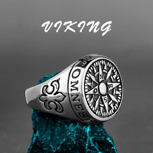 Bague Viking Nordique En Acier Inoxydable, Avec Ancre, Boussole, Arbre De Vie, Rune Viking, Loup, Hommes Et Femmes, Bijoux D'usine, Vente En Gros