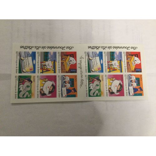 Carnet De 12 Timbres Autocollants Le Voyage D’Une Lettre. 1997.