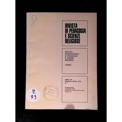 Rivista De Pedagogia E Scienze Religiose - Anno Viii N°1 Gennaio Aprile 1970