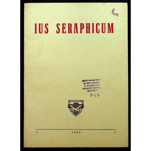 Ius Seraphicum, Annus 5, Libellus 1, 1959