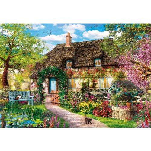 Puzzle Adulte : Cottage Au printemps - 1000 Pieces - Collection Paysage - Fleurs + 1 Carte Tigre