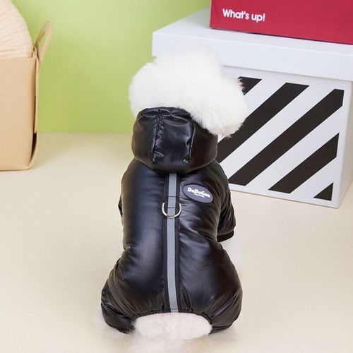 Onesie Rembourrée Imperméable Pour Petit Chien,Veste En Duvet Shih Tzu,Combinaison Chihuahua,Costume Perforé Sarl,Vêtements D'hiver Chauds Pour Chien Garçon - Type Black-L