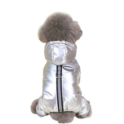 Onesie Rembourrée Imperméable Pour Petit Chien,Veste En Duvet Shih Tzu,Combinaison Chihuahua,Costume Perforé Sarl,Vêtements D'hiver Chauds Pour Chien Garçon - Type Silver-M