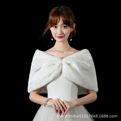 Bembed O Vestes De Mariage Pour Femmes,Patients Ivoire,Fausse Fourrure,Accessoires De Mariage,Patients,Châle,Enveloppes,Cape,Soirée D'hiver,Manteau Everak