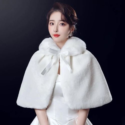 Robe De Soirée En Fausse Fourrure Pour Femme,Tenue D'hiver Chaude,Châle Boléro