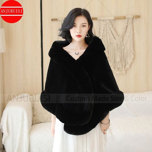 Manteau De Mariage En Fausse Fourrure Pour Femme,Châle D'hiver,Veste Ronde Pour Patients,Cape Chaude,Accessoire Pour Occasions Décontractées,Design