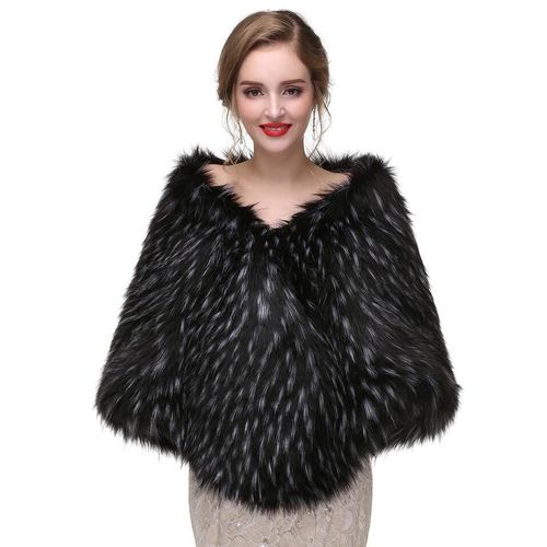 Manteau De Fausse Fourrure Noir Pour Femme,Châle Boléro Noiva,Veste De Soirée,Cape D'épaule,Manteau De Mariage,Accessoires