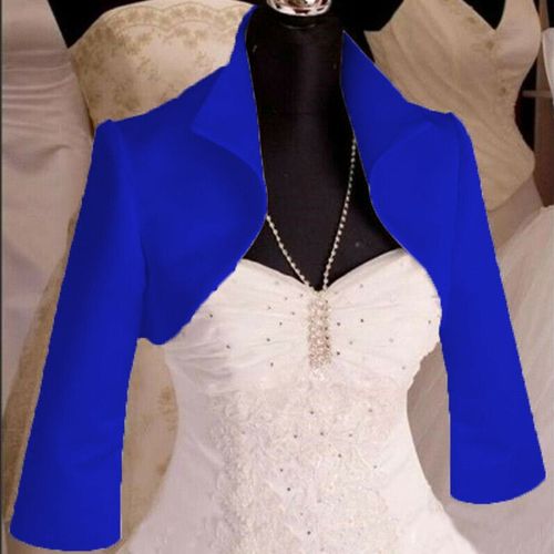 Veste De Mariage En Satin À Manches 3/4,Manteau Boléro De Soirée Pour Femmes