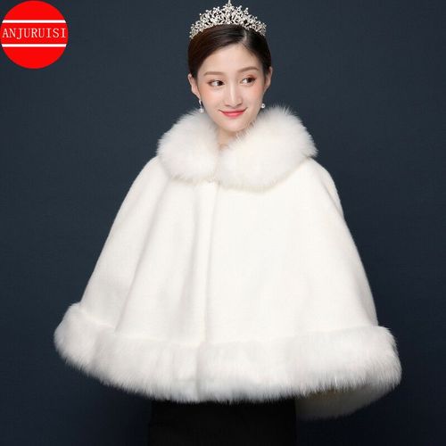 Manteau D'hiver En Fausse Fourrure Pour Femme,Châle De Ixde Mariage,Veste Ronde,Cape Chaude,Accessoire De Mariage,Everak,2022