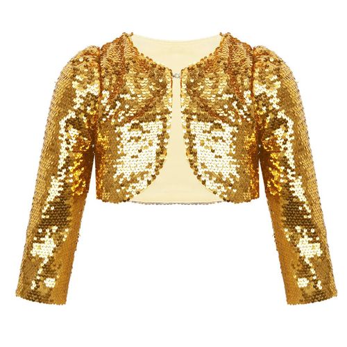 Blazer Court À Manches Longues Et Paillettes Brillantes Pour Filles,Robe De Mariage Pour Enfants,Blazer Court,Haut Cardigan,Veste Courte