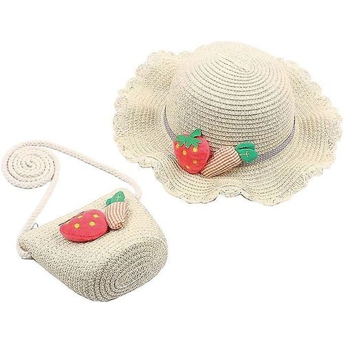 Chapeau De Paille Pour Enfants Et Petit Sac Avec Décoration De Fraise